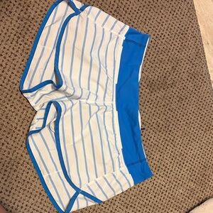 Lululemon Blue and White Striped Shorts. Size 8